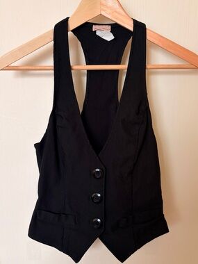 Fashion Magazine Black Tailored Racerback Vest Waistcoat Size XS
